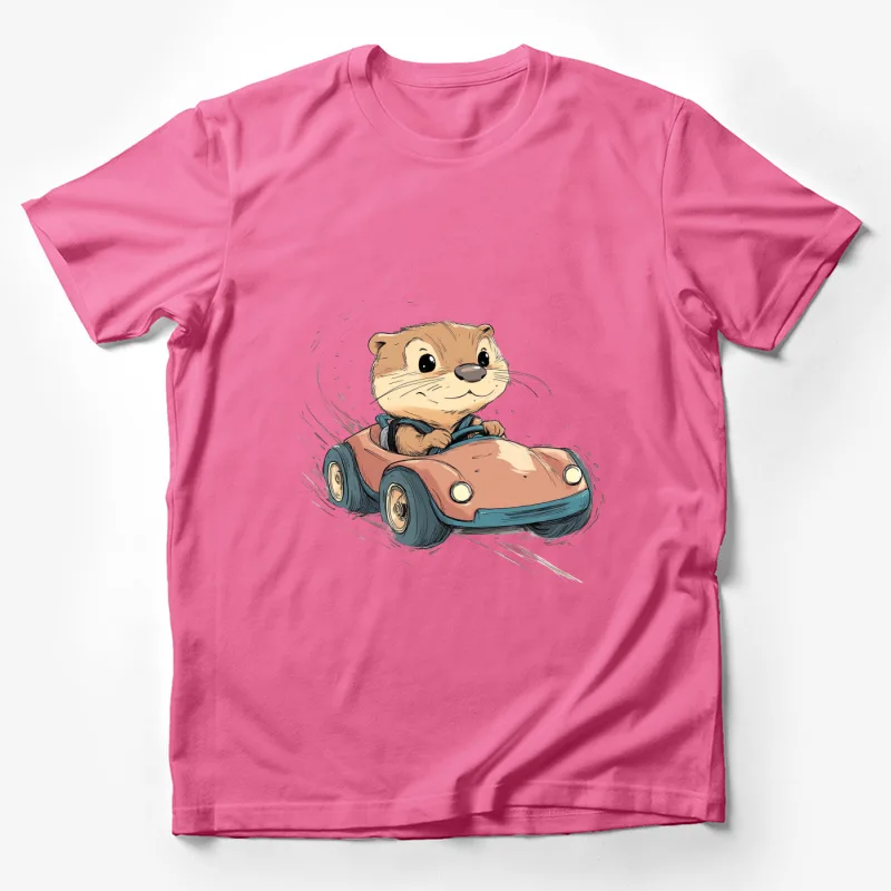 Cute Cartoon Otter Driving a Tiny Car Male T-Shirt