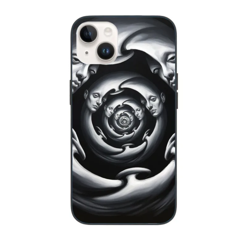 Spiral of Faces: A Surrealist Optical Illusion iPhone Case