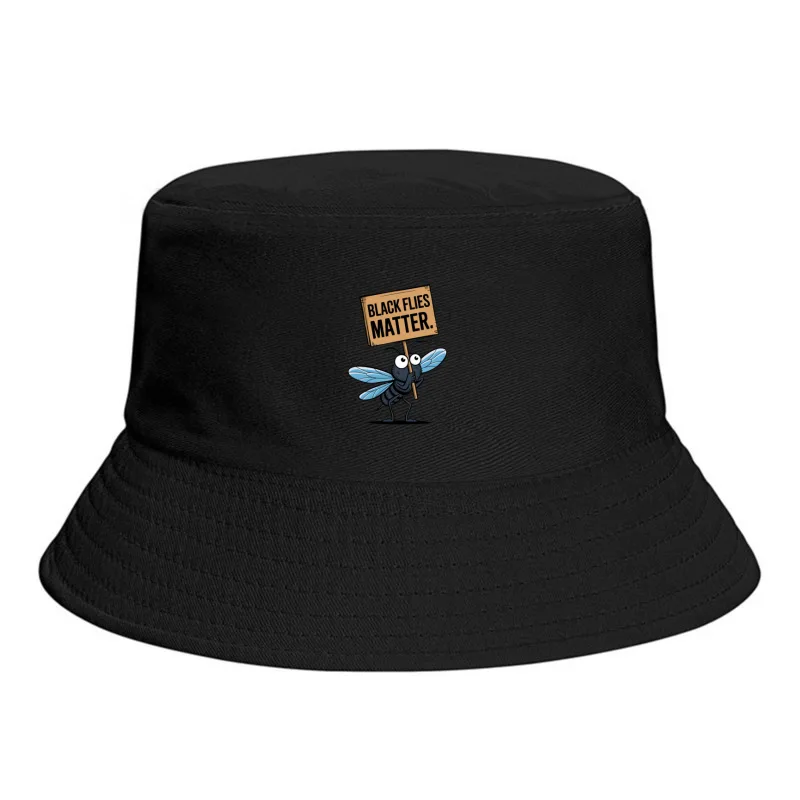 Cartoon Fly Holding "Black Flies Matter" Protest Sign Bucket Hat