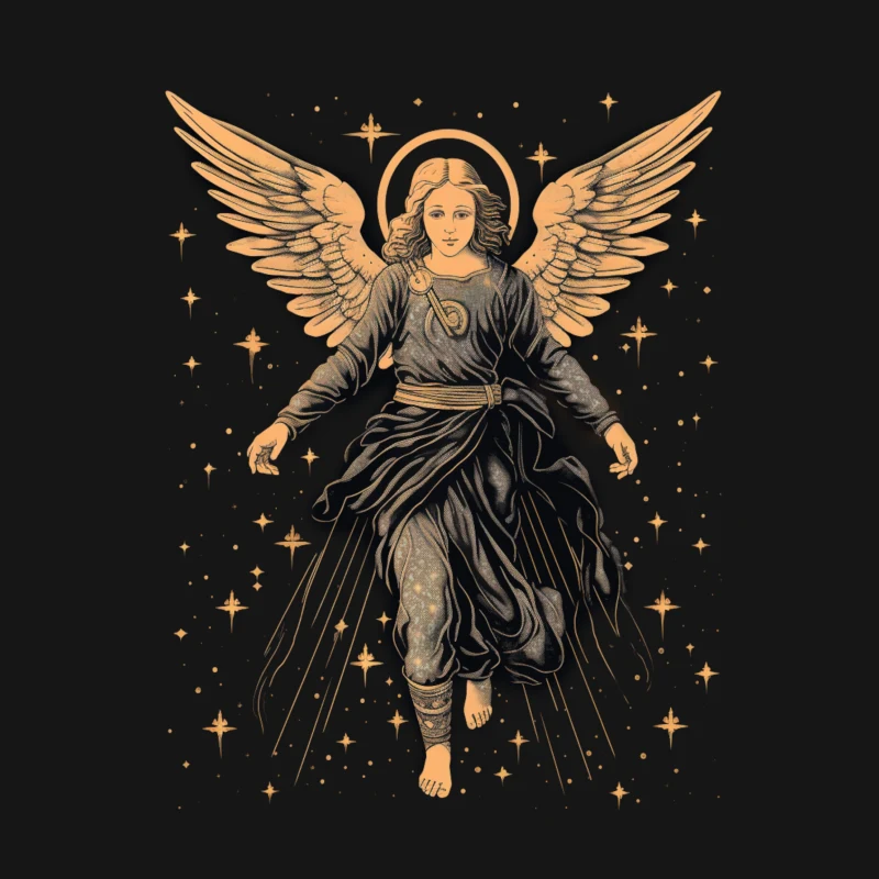 angel wings celestial stars religious art divine spiritual ethereal Male T-Shirt