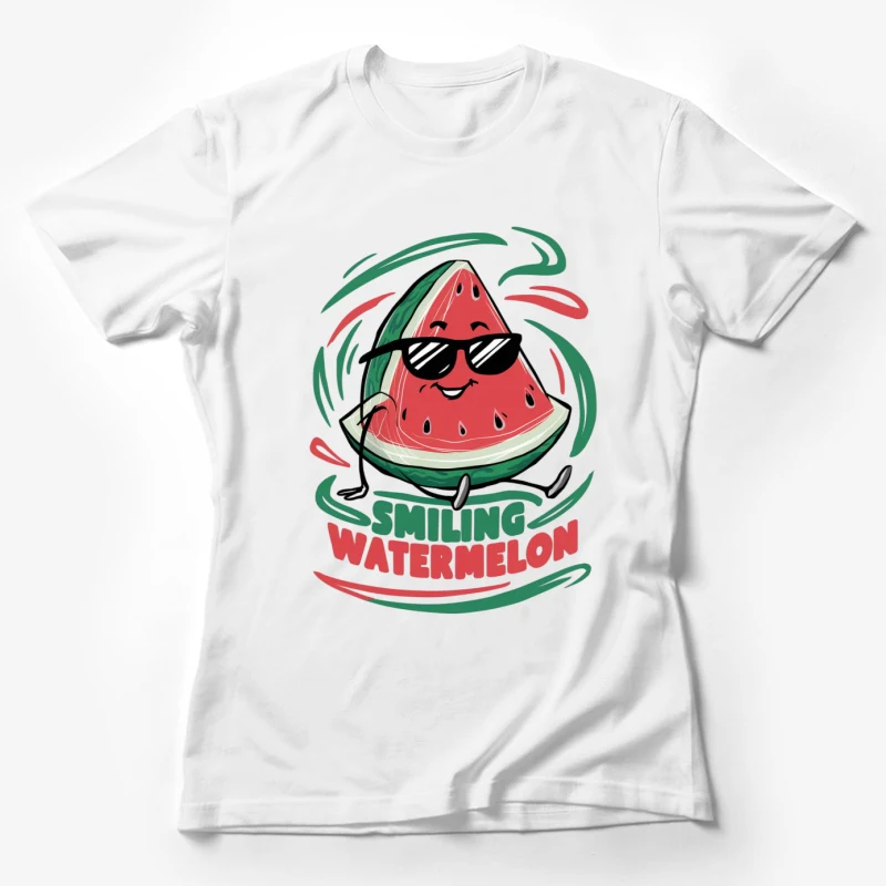 watermelon cartoon sunglasses smiling fruit summer cool illustration Female T-Shirt