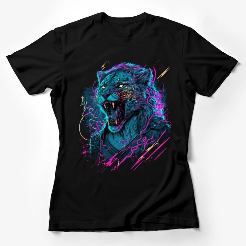 Tiger neon colors fierce illustration abstract wildlife artistic Female T-Shirt