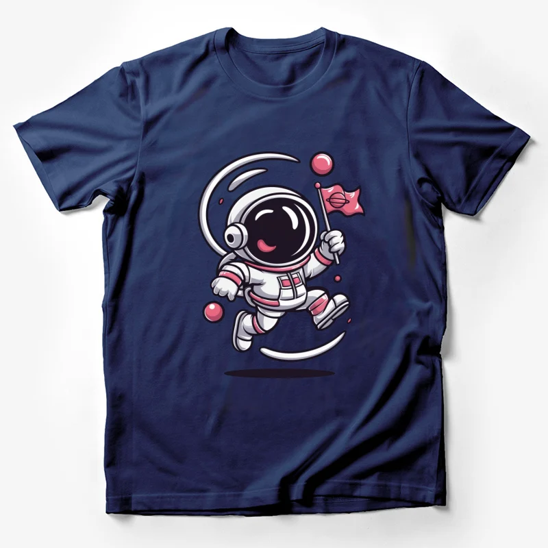 stronaut cartoon space flag cute bubble floating illustration Male T-Shirt