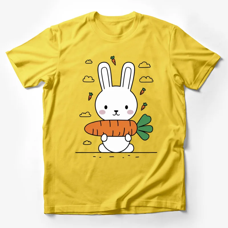 cartoon rabbit carrot cute illustration clouds kawaii simple drawing carrots bunny Male T-Shirt