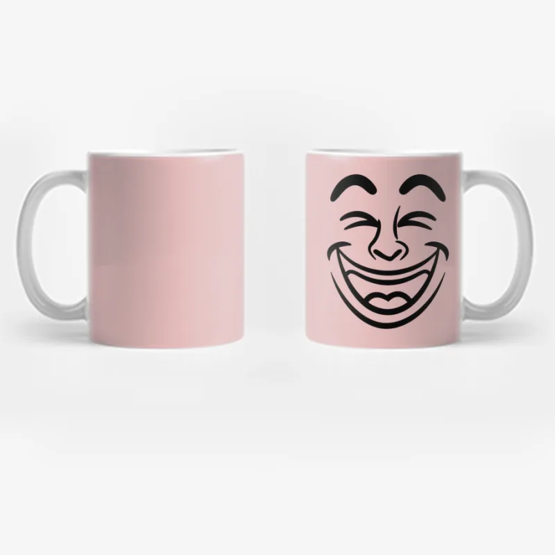 Minimalist Black and White Happy Laughing Face Emoticon Coffee Mug