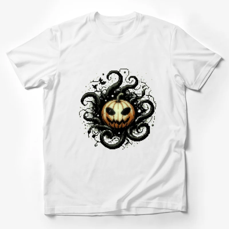 halloween pumpkin spooky tentacles jack-o-lantern pixel art creepy dark Male T-Shirt