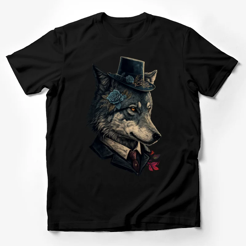 Wolf top hat art fantasy Male T-Shirt