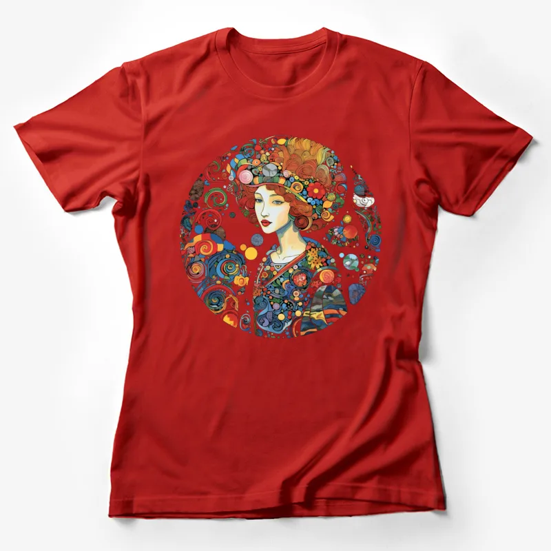 colorful abstract portrait floral surreal vibran Female T-Shirt