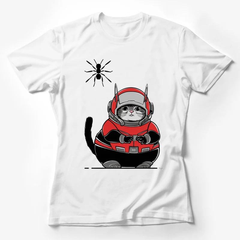 cat superhero costume Ant-Man cartoon animal in costume humor comic art fanar Female T-Shirt