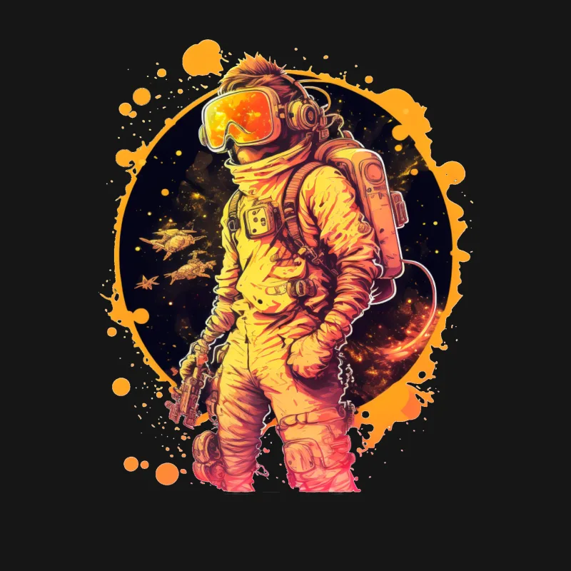 Astronaut space artistic colorful sci-fi illustration cosmic Male T-Shirt