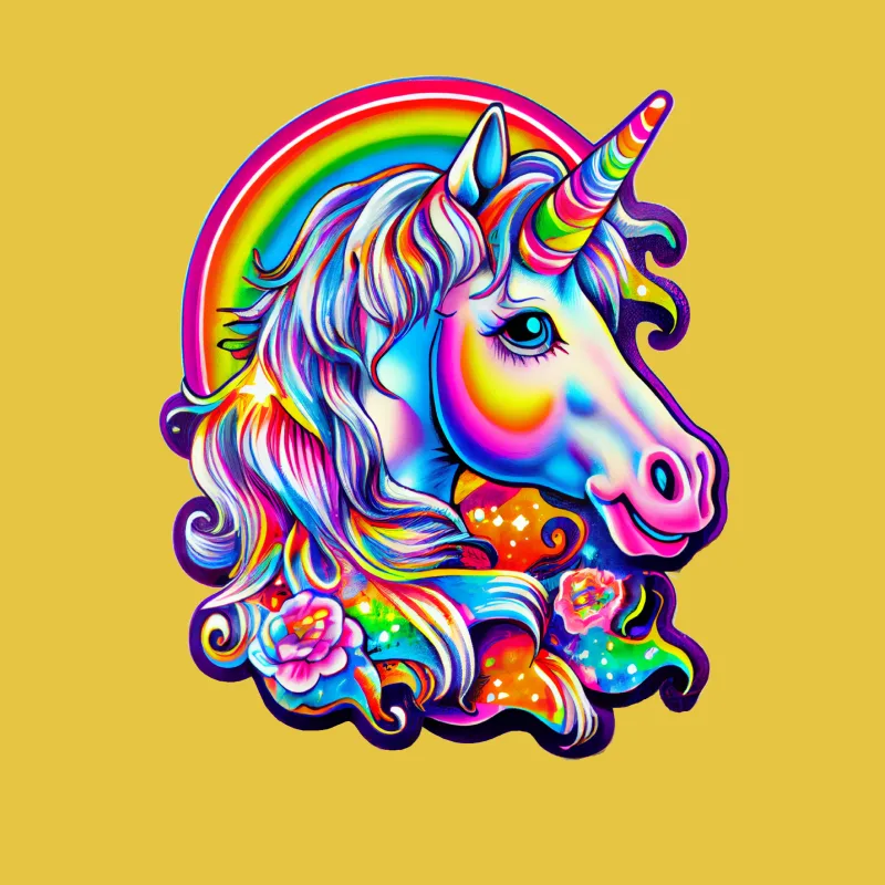 Unicorn rainbow colorful fantasy magical illustration psychedelic artwork Female T-Shirt