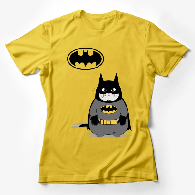 Batman cat cartoon superhero humor parody costume logo Female T-Shirt