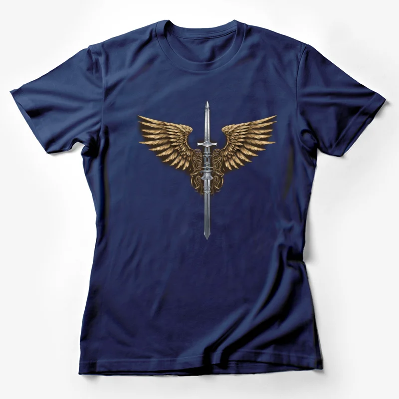 sword wings emblem fantasy medieval weapon heraldry Female T-Shirt