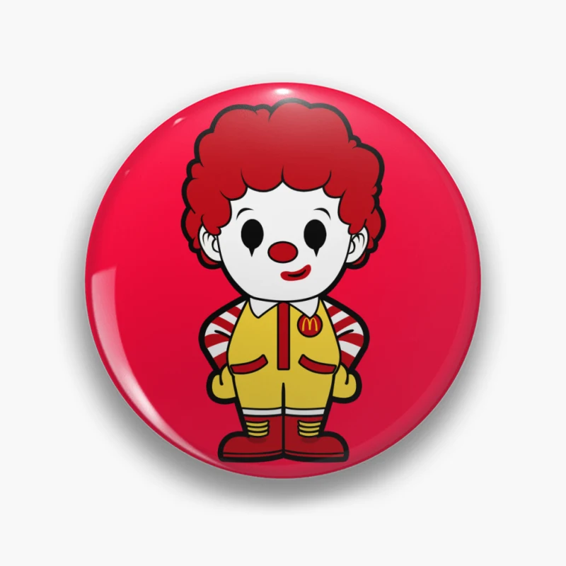 Cartoon Clown Mascot in Yellow Outfit with Red Hair Pin