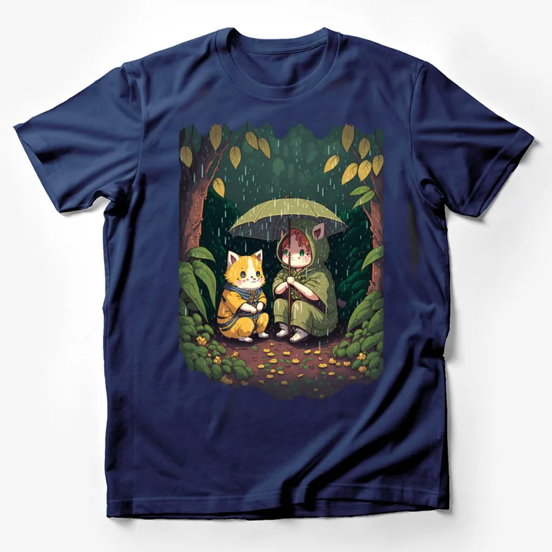 Umbrella cat child forest cute Male T-Shirt