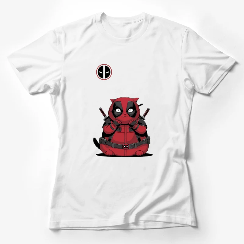 Deadpool cat cartoon superhero Marvel cute parody Female T-Shirt