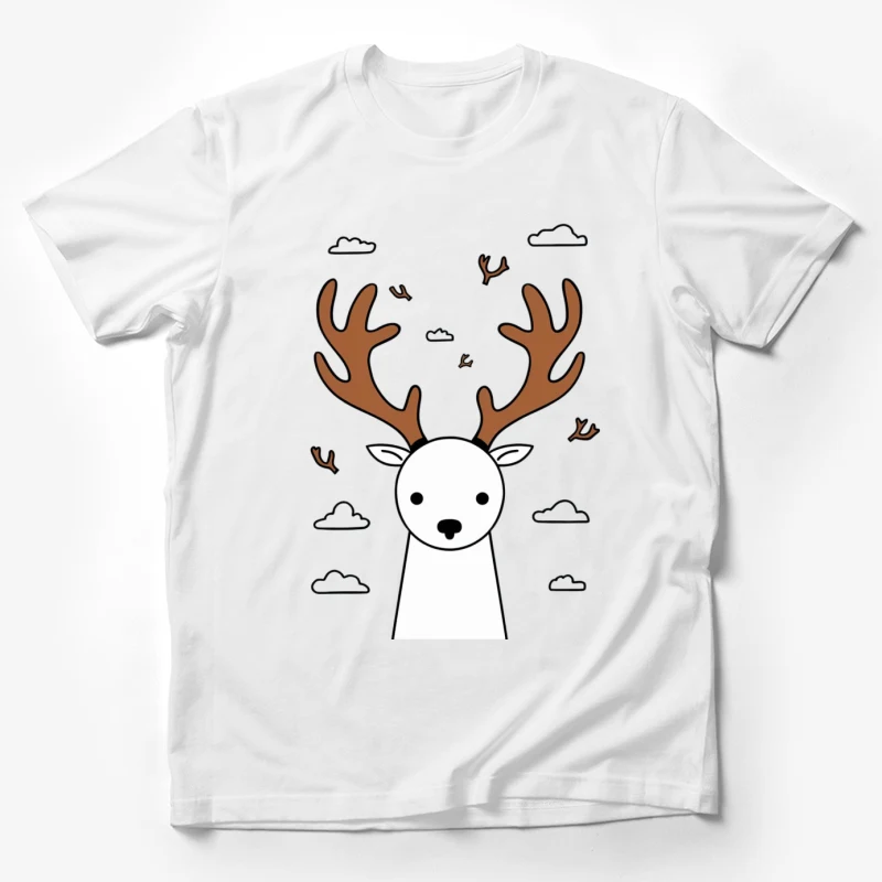 deer cartoon antlers clouds cute minimalist animal illustration Male T-Shirt