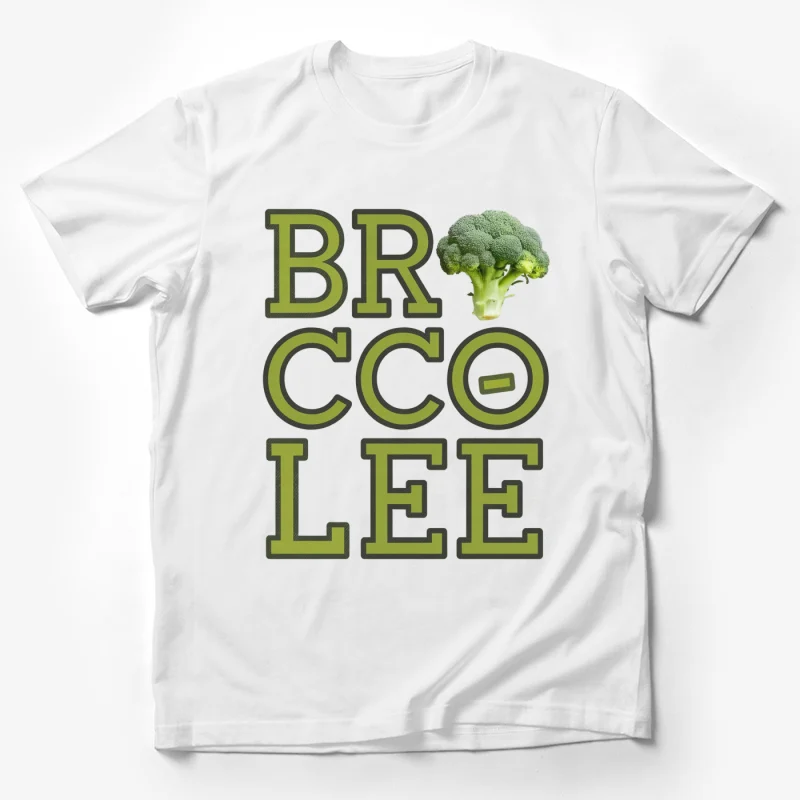 Broccoli Typography: Green Veggie Health Male T-Shirt