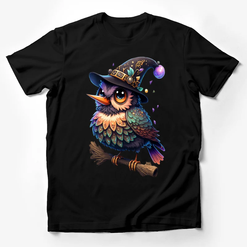 Bird witch hat magical colorful fantasy art illustration cute animal Male T-Shirt