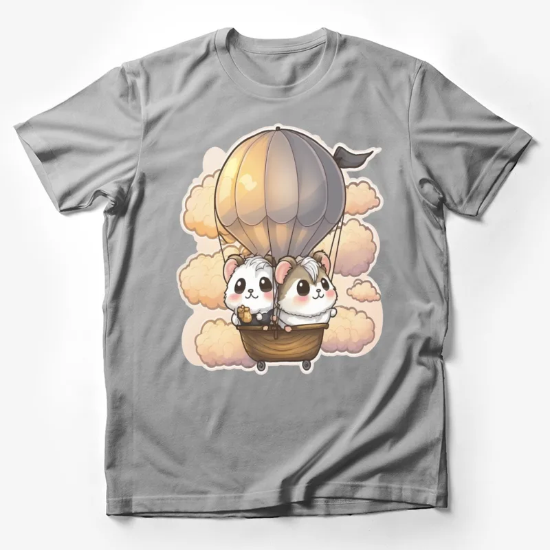 Cartoon hot air balloon cute animals hamsters clouds Male T-Shirt