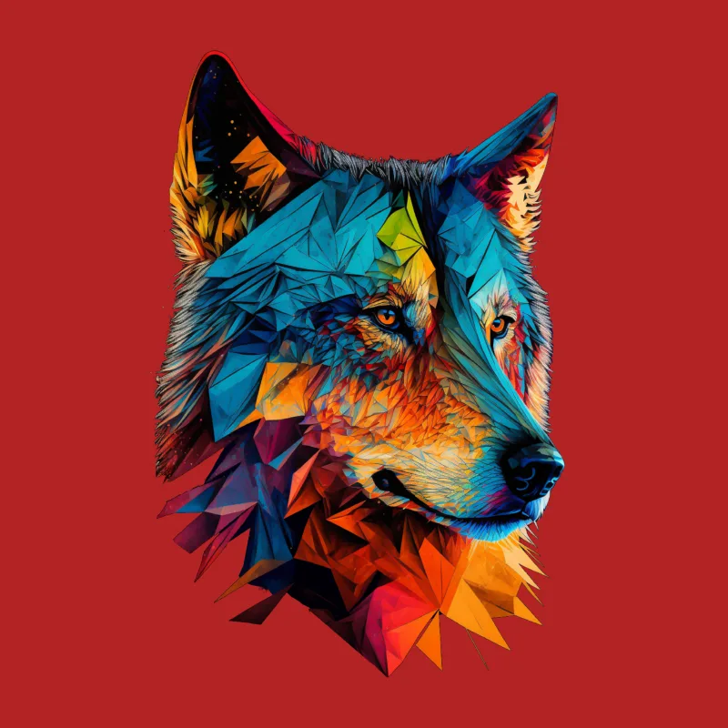 Wolf colorful abstract geometric animal art wildlife Female T-Shirt