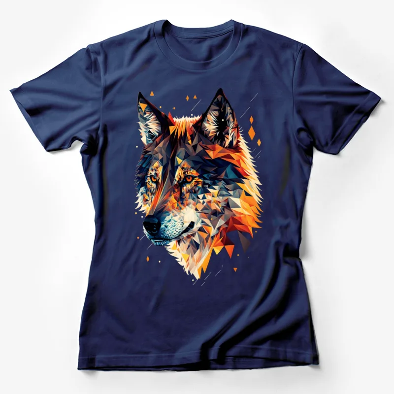 Wolf geometric art abstract animal colorful wildlife modern design Female T-Shirt