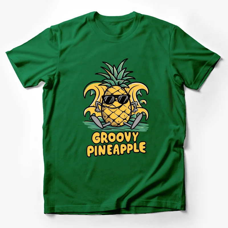 pineapple cartoon sunglasses groovy cool fruit summer illustration Male T-Shirt