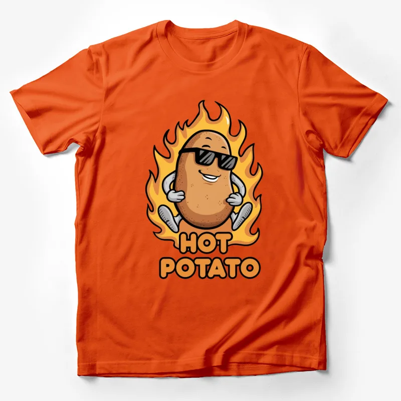 cartoon potato sunglasses flames hot potato food character pun humor Male T-Shirt