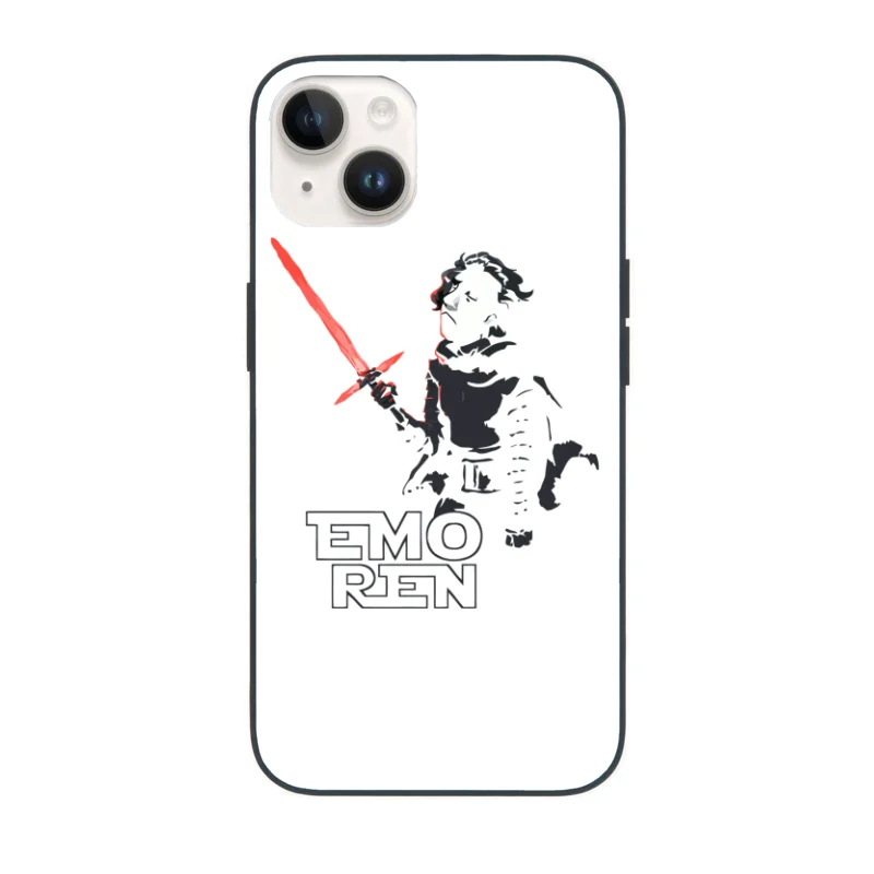 Emo Kylo Ren: A Star Wars Parody in Minimalist Black and White iPhone Case