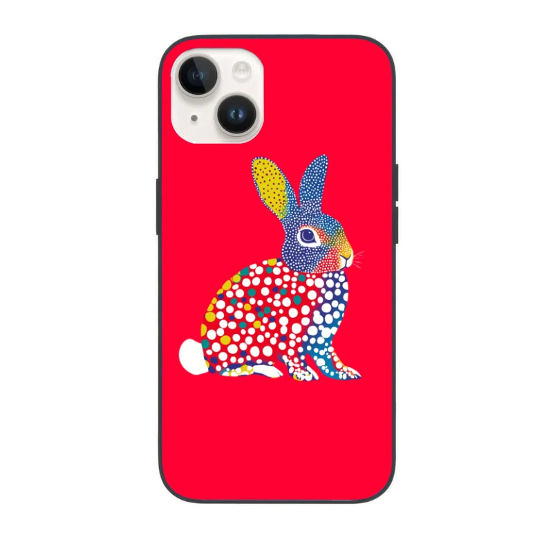 Vibrant Polka Dot Rabbit Pop Art Illustration iPhone Case