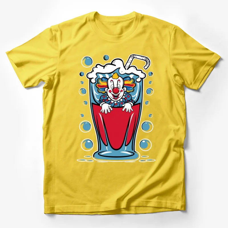 clown soda glass cartoon bubbles colorful drink illustration whimsical Male T-Shirt