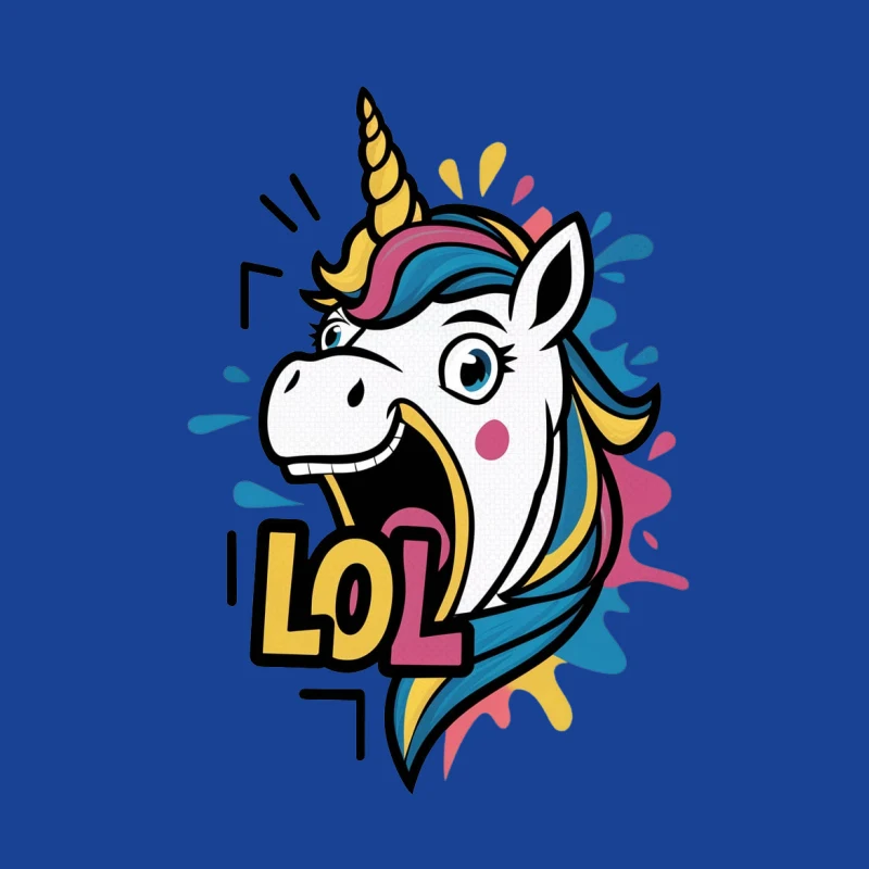 unicorn cartoon LOL colorful expression emoji meme Male T-Shirt