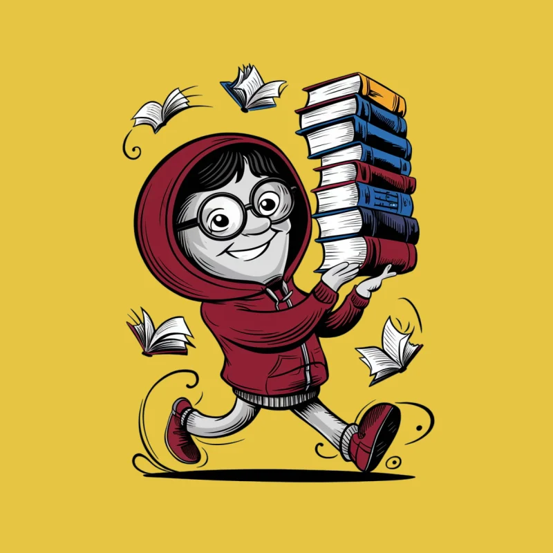 cartoon character books reading education glasses hoodie Female T-Shirt