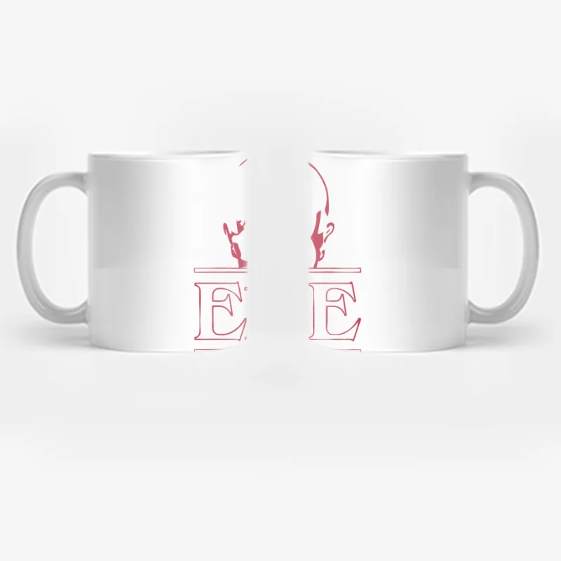 Minimalist Red E11E Logo with Bald Head Graphic Coffee Mug