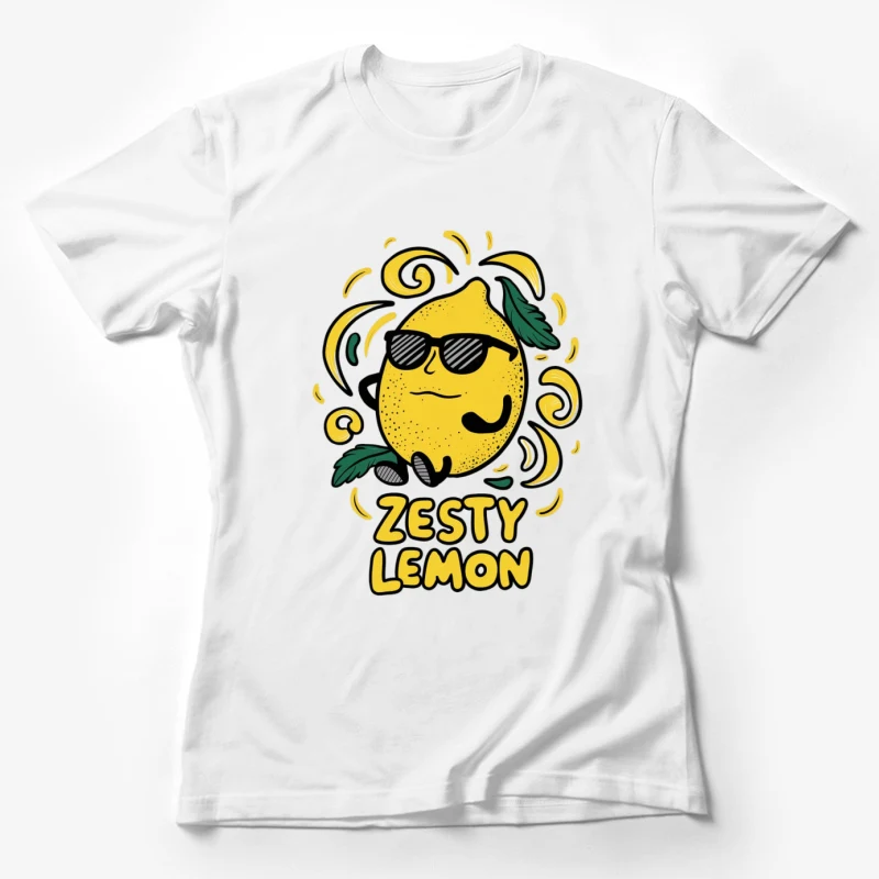 lemon cartoon sunglasses zesty fruit illustration cool playful Female T-Shirt