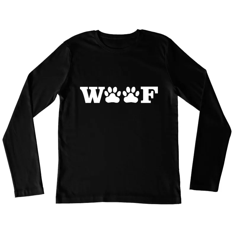 WOOF Paw Prints Sticker Vinyl Female Long Sleeve T-Shirt