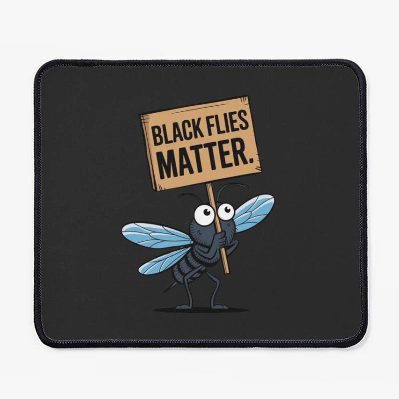Cartoon Fly Holding "Black Flies Matter" Protest Sign Mouse Pad