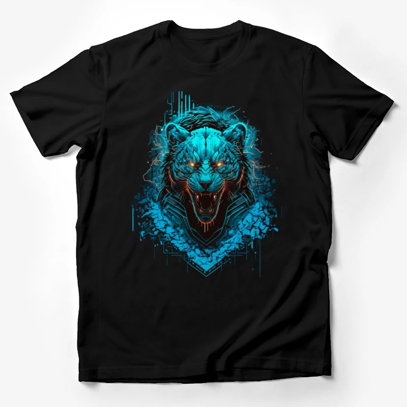 Lioness art digital art blue fierce animal illustration Male T-Shirt