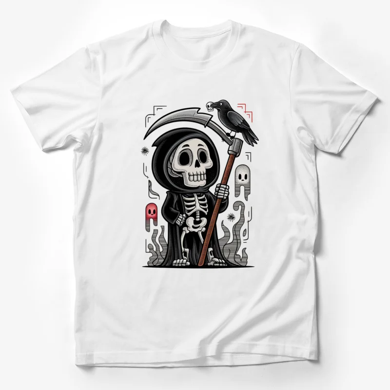 cartoon death grim reaper skeleton scythe raven ghosts halloween Male T-Shirt