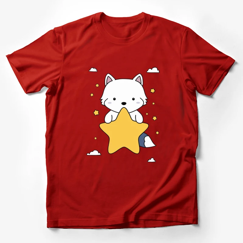 cartoon cute animal fox star clouds kawaii illustration Male T-Shirt