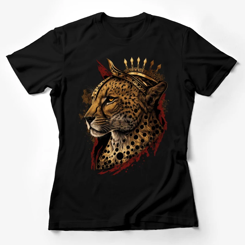 Cheetah crown artwork wildlife fantasy regal predator Female T-Shirt