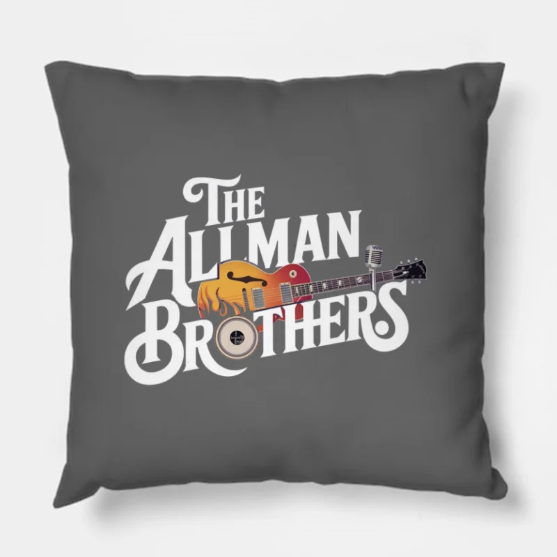 Surreal Musical Instrument Fusion: Guitar and Microphone Art Throw Pillow