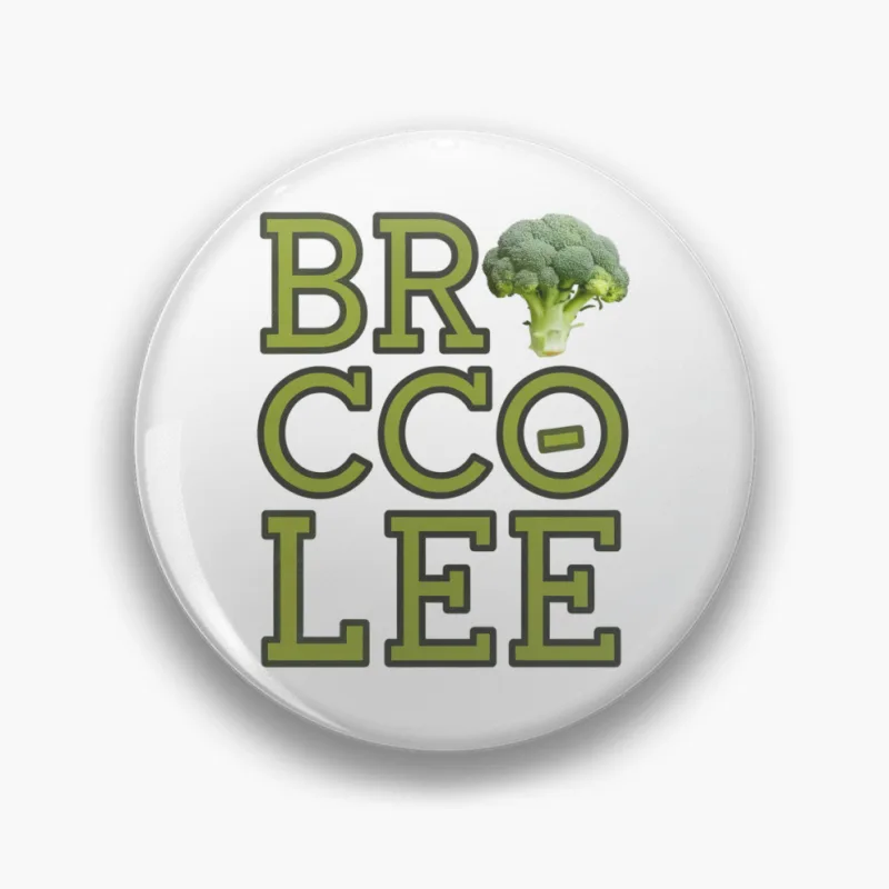 Broccoli Typography: Green Veggie Health Pin