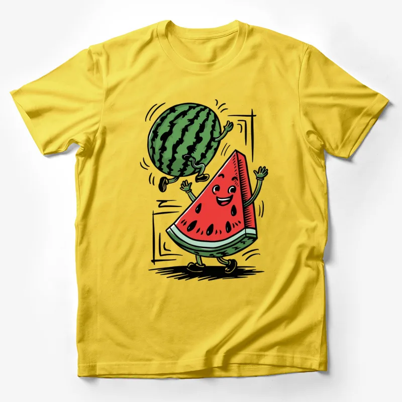 watermelon cartoon fruit illustration character cheerful anthropomorphic Male T-Shirt