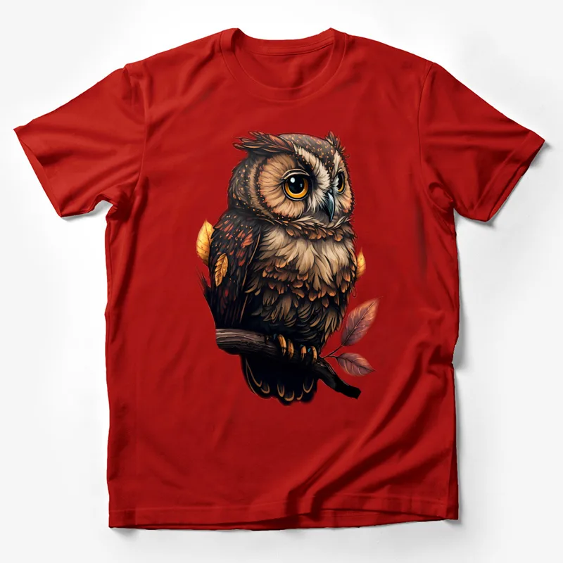 Owl bird illustration autumn feathers wildlife nature Male T-Shirt