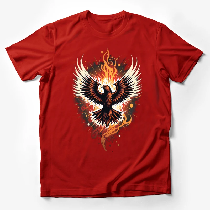 Phoenix fire wings mythical creature flames rebirth fantasy art Male T-Shirt