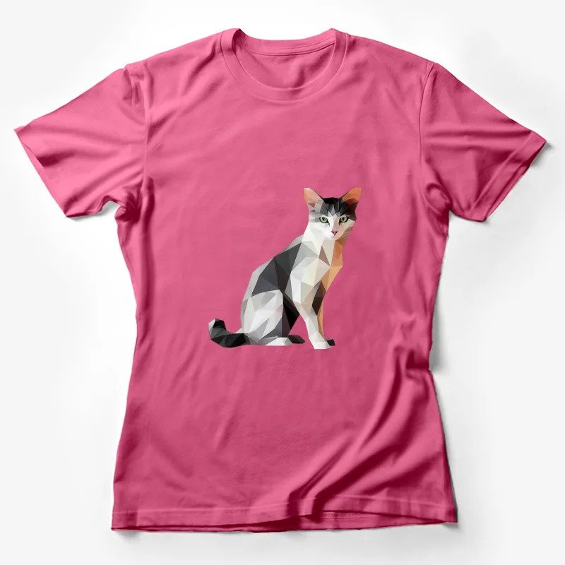 cat geometric low poly digital art animal illustration pet abstrac Female T-Shirt