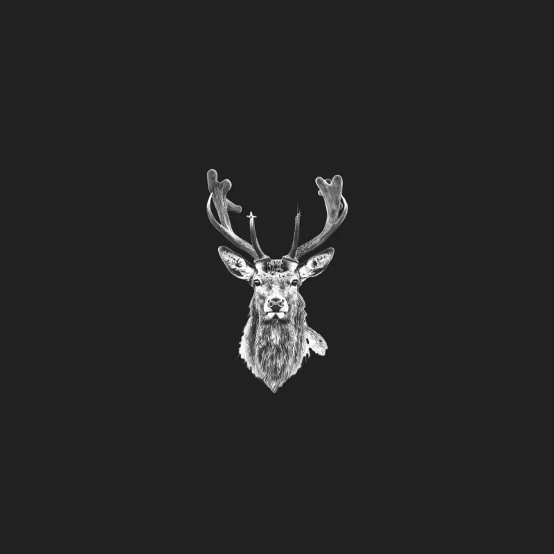 Majestic Deer Portrait: Wildlife Sketch in Black and White Bucket Hat