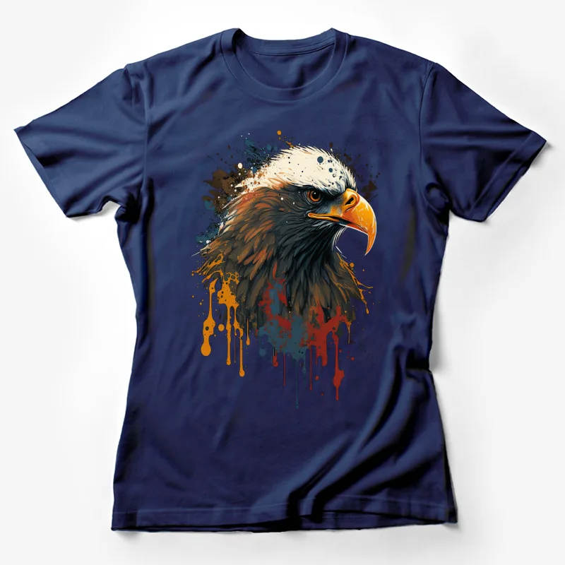 Eagle bird of prey art painting watercolor splash effect wildlife portrait Female T-Shirt