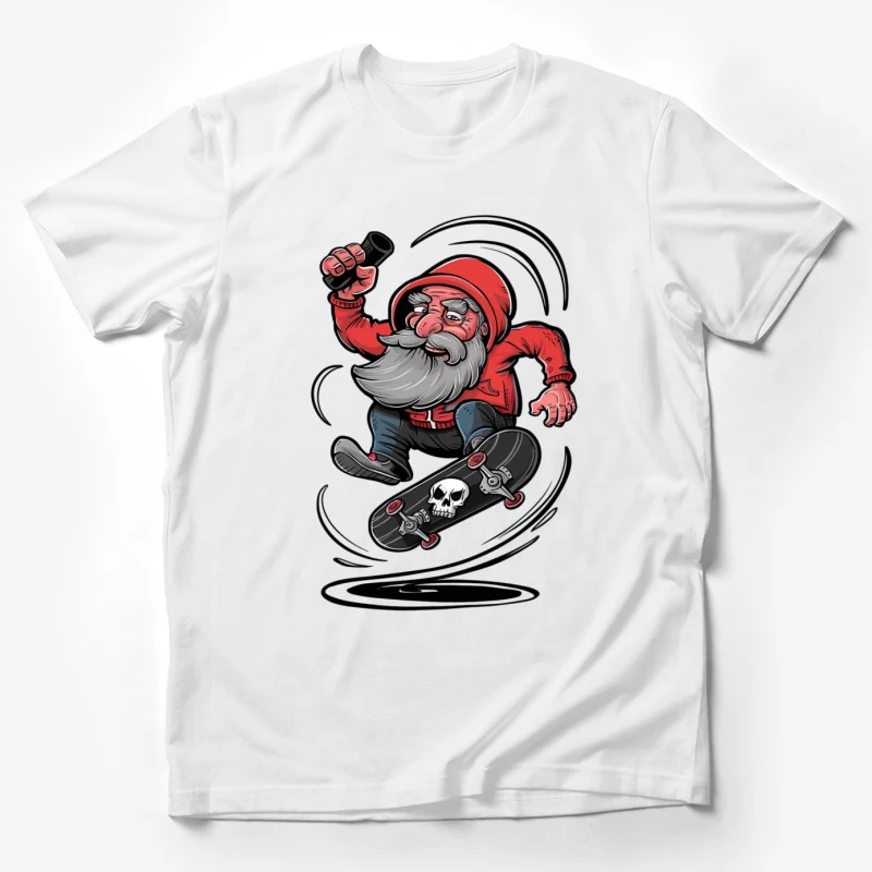 nome skateboard cartoon character beard red outfit skull design action pose Male T-Shirt